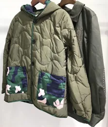 Women's Trench Coats Woman Army Green BLAKA Odłączona wyściełana Jacekt z kapturem długie rękawy stołki przednie slogon listy haftowane 2 w 1