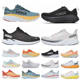 2023 Yeni Hoka One Bondi 8 Ayakkabı Hokas One Clifton 8 Üçlü siyah Beyaz Şok Atletik Karbon X2 Erkek Kadın Açık Mekan Koşu Spor ayakkabıları Tırmanış Eğitmenleri boyutu 36-45