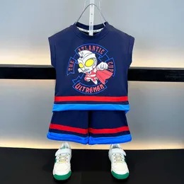 Ultraman Boys 'set 2023 New Children's Thin Sleeveless Tank Top Baby Summer Fashion