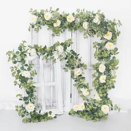 Garland falsa Peony Flores artificiais secas Eucalipto Vine Greenery pendurada para Garlandes de Casamento Decoração de Arte Artesanal de Jardim Casamento 230613 S