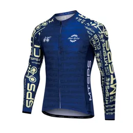 Mens Long Sleeved Cycling Jersey Fashion Printed Breattable Quick Dry Zipper Open Bike Clothing