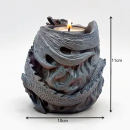 Flying Dragon Skull Candlestick Silicone Mold For DIY Baking