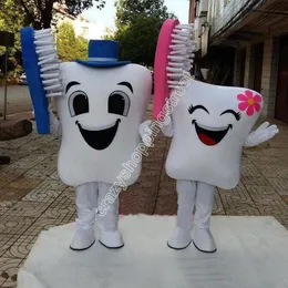 Performance Teeth Tooth Brush Mascot Costume Top Quality Cartoon Character Outfits Suit Christmas Carnival Unisex Vuxna Karneval Birthday Party Dress