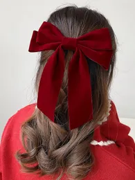 Grampos de cabelo presilhas acessórios de cabelo acessórios de cabelo meninas preto vermelho grande laço de veludo para mulheres casamento vintage fita longa coreano pino barrette moda presente qq