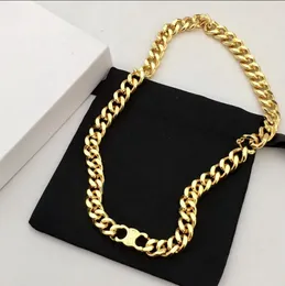 New designed Triomphe Tandem Pendant Thick chain necklace bracelet earring Brass Gold plated women Designer Jewelry Sets CE14