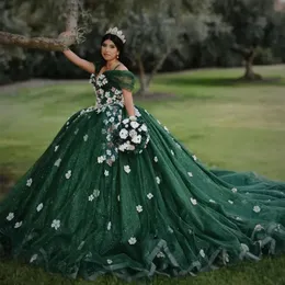 Emerald Green Quinceanera Dresses Sweet 16 Dresses Ball Gown Princess Birthday Gowns Lace Up prom vestidos de bal