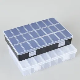 Storage Boxes Bins Practical 24 Grids Compartment Plastic Box Jewelry Earring Bead Screw Holder Case Display Organizer Container 230613