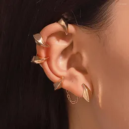 Brincos traseiros garra do demônio gótico clipes de orelha de cor dourada punk escuro geométrico metal clipe de osso sem piercing jóias para mulheres