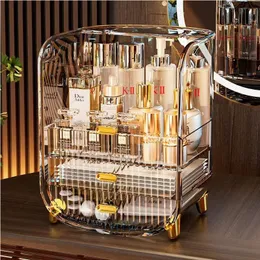 Förvaringslådor BINS DESKTOP COSmetic Box Stora kapacitetslådan Skincare Lipstick Organizer Högkvalitativ transparent smyckesbehållare 230613