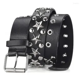 Belts MYMC Punk Genuine Leather Belt Studded Star Waistband Rivet Square Buckle Waist Retro Casual Luxury Cool For Men Women