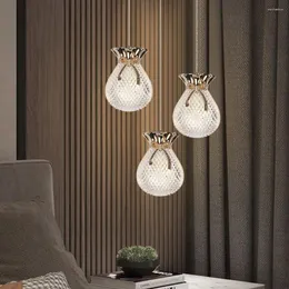 Luminárias pendentes Luz dourada Lâmpada preta Salle A Manger Vidro bolha Pássaros Brilho Suspensão Designer de luxo