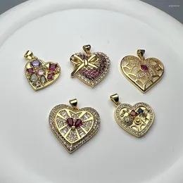Collane con ciondolo Charms con pendenti a forma di cuore in zircone in metallo di alta qualità per gioielli che fanno collana di moda all'ingrosso