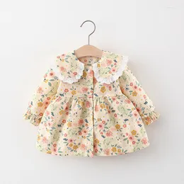 Mädchen Kleider Frühling Und Herbst Mädchen Fragmentierte Blume Großen Flip Kragen Prinzessin Kleid Koreanische Version Baby Modische 1090