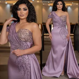 2023 ASO EBI Mermaid Beaded Prom Dress One Shoulder Evinger Formal Party Second Party Second Receftion Birthder Bridesmaid 약혼 가운 드레스 Robe de Soiree ZJ366