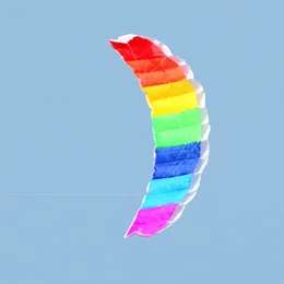 Zajęcia gier na świeżym powietrzu 1,4/2/2,7m Rainbow Dual Line Keyfing Stunt Parachute Soft Parafoil Surfing Kite Sport Kite Lating Outdoor Beach latanie latawiec 230614