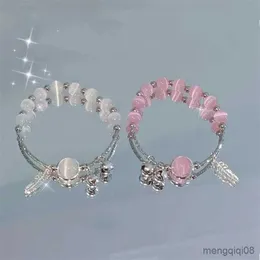 Bracciali Nuovo braccialetto di perline per le donne Ciondolo campana di piume occhio di gatto naturale Migliori amici gioielli regalo R230614