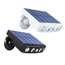 4 LED Solar Outdoor Garden Light, IP65 Waterproof Outdoor Security Lights with motion sensor, 1200mah Battery, 3 light mode, Simulation Monitor Lights