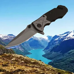 Ny ankomst F122 Flipper Folding Knife 3Cr13Mov Titanium Coating Drop Point Blade G10/rostfritt stålhandtag Hjälp Fast Open Folder Knives With Retail Box