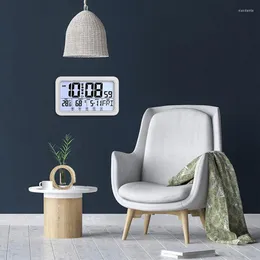 Väggklockor Digital Desktop Clock Electronic Alarm For Bedroom Home With Time/Calendar/Temperatur Display White