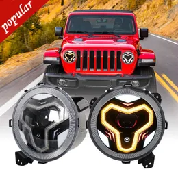 New 9 Inch Round Led Headlights Spot Lights Auto DRL Turn Signal Headlamp For Jeep Wrangler JL 2018-2021 JLU Gladiator Plug and Play