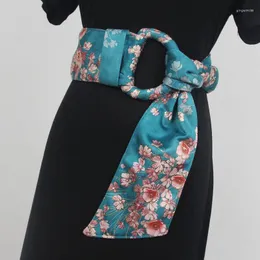 Belts Bohemian StyleFlower Printing Flannel Fabric Waistbands Wide Waist Women Non-pink Adjustable Dress Corset Ceinture Homme