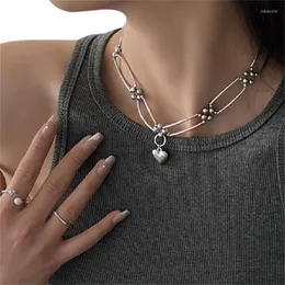 Tour de cou mode coeur pendentif collier doux Cool métal fleur chaîne clavicule fête bijoux cou