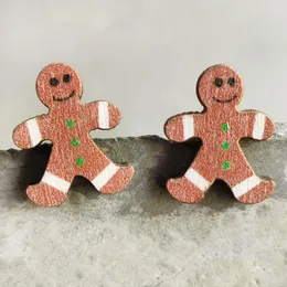 أقراط التدوير عيد الميلاد عشيق الخشب للنساء الزنجبيل رجل الثلج شجرة الحلوى الحلوى مربع الفانوس سانتا بيان