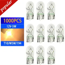 Ny grossist 1000pcs bil W5W T10 12V 168 194 Clear Glass Halogen registreringsskylt Lampkilar glödlampa Auto clearance Interiörskupolampor