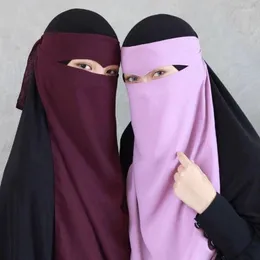 Abbigliamento etnico Moda Alta qualità Uno strato di chiffon Niqab Copricapo musulmano Cappello Hijab Tirare su sciarpa islamica Cravatta posteriore Copricapo Donna