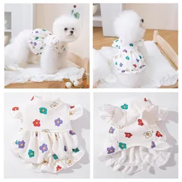 Trajes de gato vestido de cachorro para animais de estimação acampamento de verão saia florida roupas para gatos para cães pequenos menina B03E