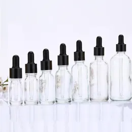 Transparent Glass Liquid Reagent Pipette Bottles Eye Dropper Aromatherapy 5ml-100ml Essential Oils Perfumes bottles wholesale free DHL Qcpgh
