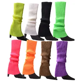 Women's winter color fluorescent yarn knitted sock cover Lady's foot warmer Halloween dress up accessories party thick leg cover for women
