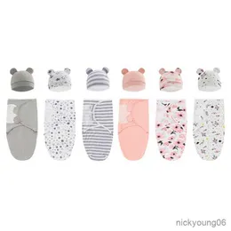 Sovsäckar mjuk bomull spädbarn swaddle muslin filt nyfödd baby wrap filtar väska hatt kläder set r230718