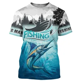 Cool Summer T-shirt Digital Printing Men's Wear Loose Leisure Fishing Clothing T-shirt