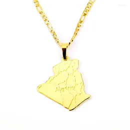 Подвесные ожерелья Jhplated Country Algeria Map Ожерелье Золотое цвет модные украшения для мужчин женщин