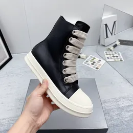 Black R O High Top Mens Shoes Fashion Slider Женская обувь Canvas Кожаная панель толстая подошва поднятая пара модная бренда. Случай обувь 35-48 +коробка
