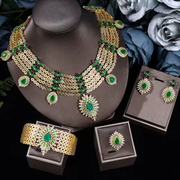 Hochzeitsschmuck-Sets Dubai Halskette Ringe für nigerianische Braut Hochzeit Party 24k vergoldet Hochzeit Brautschmuck Set Frauen 230613