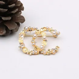 20color Women Men Designer Brand Letter Brooches Gold Plated Flowers Pearl Brooch Charm Pin Marry Christmas Party Gift Jewelry Accessory