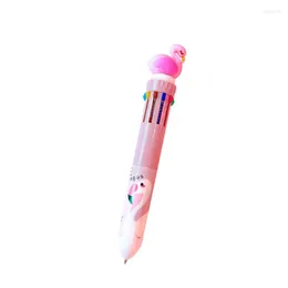 2 st Kawaii Multicolor Color Ballpoint Pen Flamingo Fresh Oil Creative Cartoon Cute Ten Hand Press Stationery