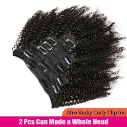 Fryzury Afro Kinky Curly Clip Ins Emerme Hair Human Hair Vipbeauty Mongolian Kurly Curly Human Hair Clip Extension 120G Pełna głowa 230613