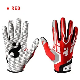 Piłki 1 para unisex na zewnątrz rękawiczki rugby pełne palce przeciw poślizgowi silikonowe baseball amerykańskie rękawiczki piłkarskie regulowane rękawiczki opaski na rękę 230613