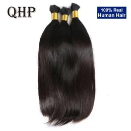 Hårbulkar 100% Human Bulk Hair Machine Made Straight Hair Bulk 12-28Im 100g Natural Blonde Hair 230613