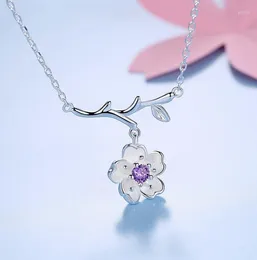 Pendanthalsband SMJEL Fashion Romantic Cherry Blossoms Choker Pendants for Women Flower Necklace SYXL078
