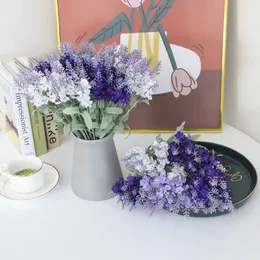 Teste di fiori secchi Romantico Provenza Lavanda Seta Artificiale Viola Bouquet Fiore finto in plastica per la decorazione domestica di nozze