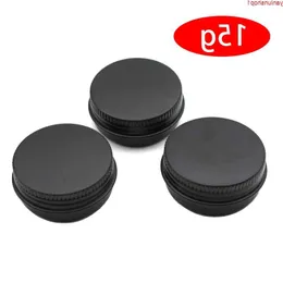 100 x 15g Vacío Mini Tarro de crema de aluminio negro Olla Arte de uñas Maquillaje Brillo de labios Cosméticos Latas de metal Contenedores Cantidad alta Uhcmc