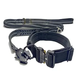 الياقات الكلاب Leasesh Nylon Tactical Dog Collar Leash قابلة للتعديل طوق دائم للكلاب كبيرة الكلاب كبيرة الثقيلة بنجي الكلب الإكسسوارات 230613