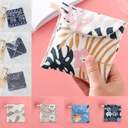 Storage Bags Home Cute Fresh Multi-pattern Sanitary Napkin Bag Cartoon Cotton Linen Girl Aunt Towel
