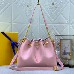 Bucket Handbags Bundle Tote Handbags Crossbody Bag Embossed Leather Detachable Shoulder Strap Shopping Bags Gold Chain Fashion Old Flower