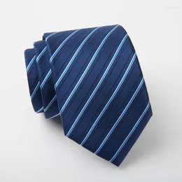 Bow Ties Neck For Men Deep Blue Stripe Leisure Fashion Style Wedding Groom Businessman Normal Sy Tie 8CMX148 CM