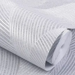 Sfondi Grigio argento Carve Stripe Wallpaper Nordic 3D Motivo a onde geometriche Soggiorno Camera da letto TV Sfondo Colore puro